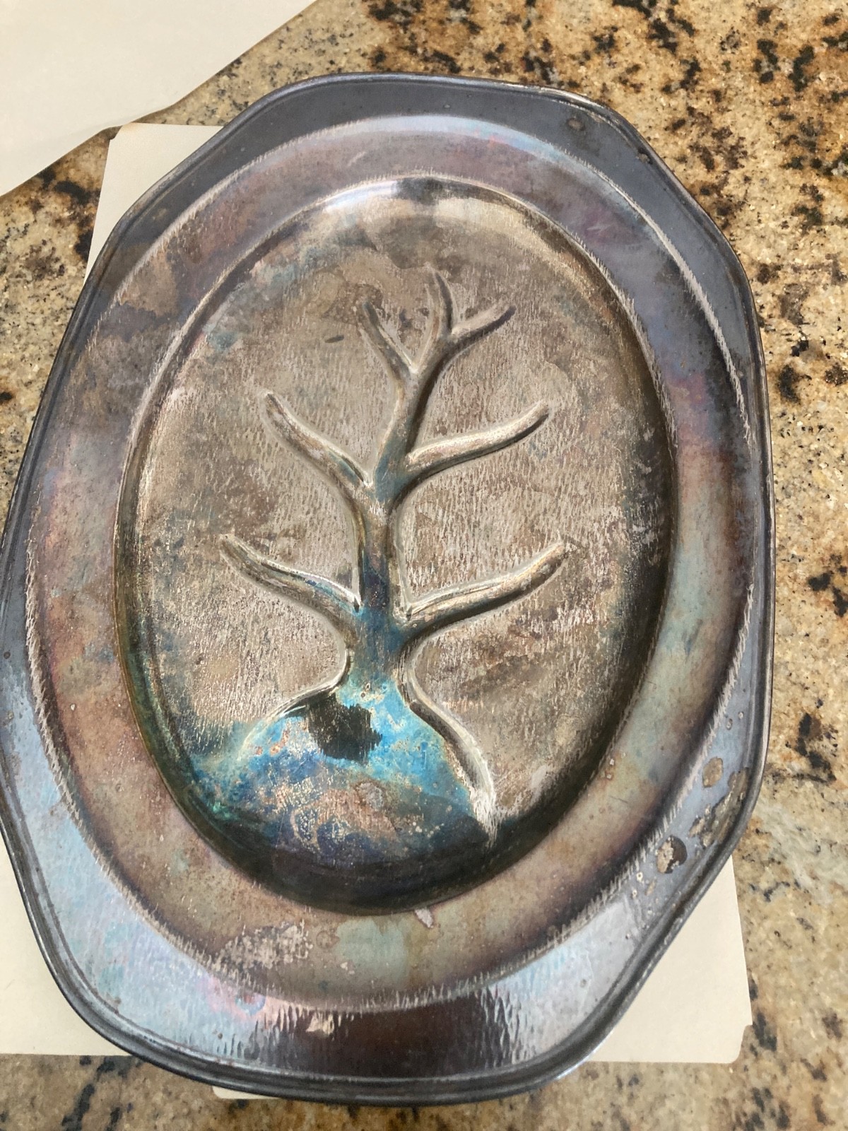 1920's Thanksgiving Tree serving PLATTER  CONTINENTAL SILVER Co 2704 Turkey Tray