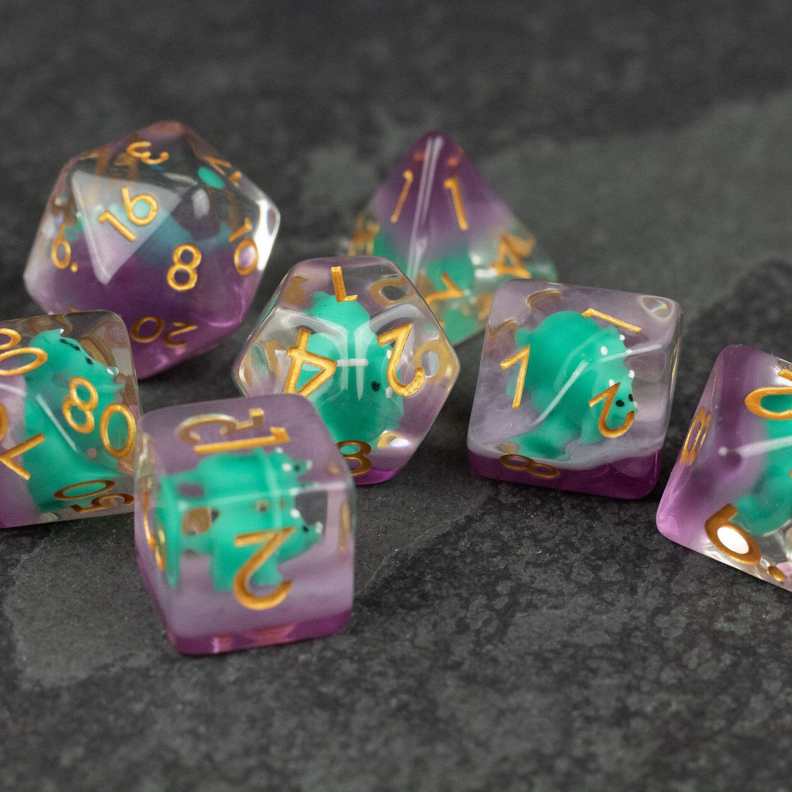 Green Triceratops Dice Set