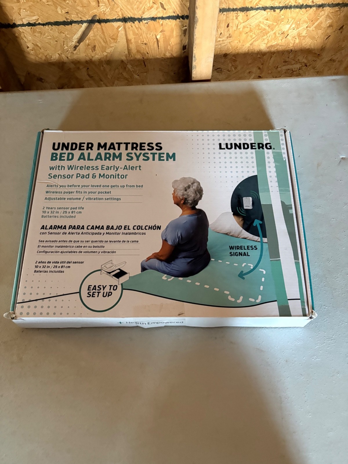 Lunderg Under Mattress Wireless Early Alert Bed Alarm Sys Sensor+Pad+Monitor