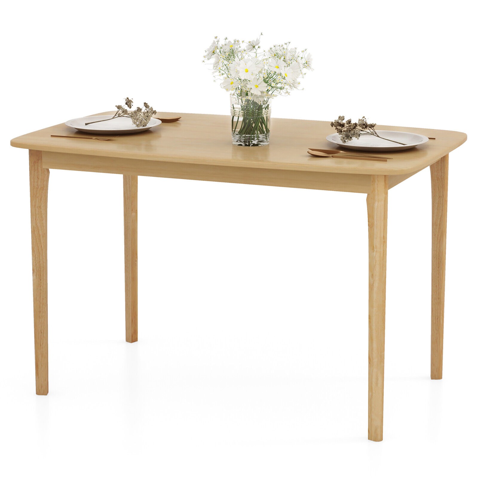 5 PCS Wooden Dining Table Set 48" Rectangular Kitchen Table & 4 Windsor Chairs