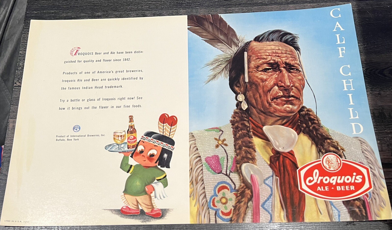 Extremely Rare 1960s Iroquois Ale Beer Vintage Foldable Menu-GREAT condition!
