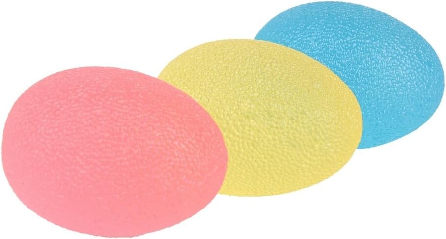 Hand Exercise Balls - Egg Shaped - 3 Squeeze Resistances (Soft, Medium, Firm)