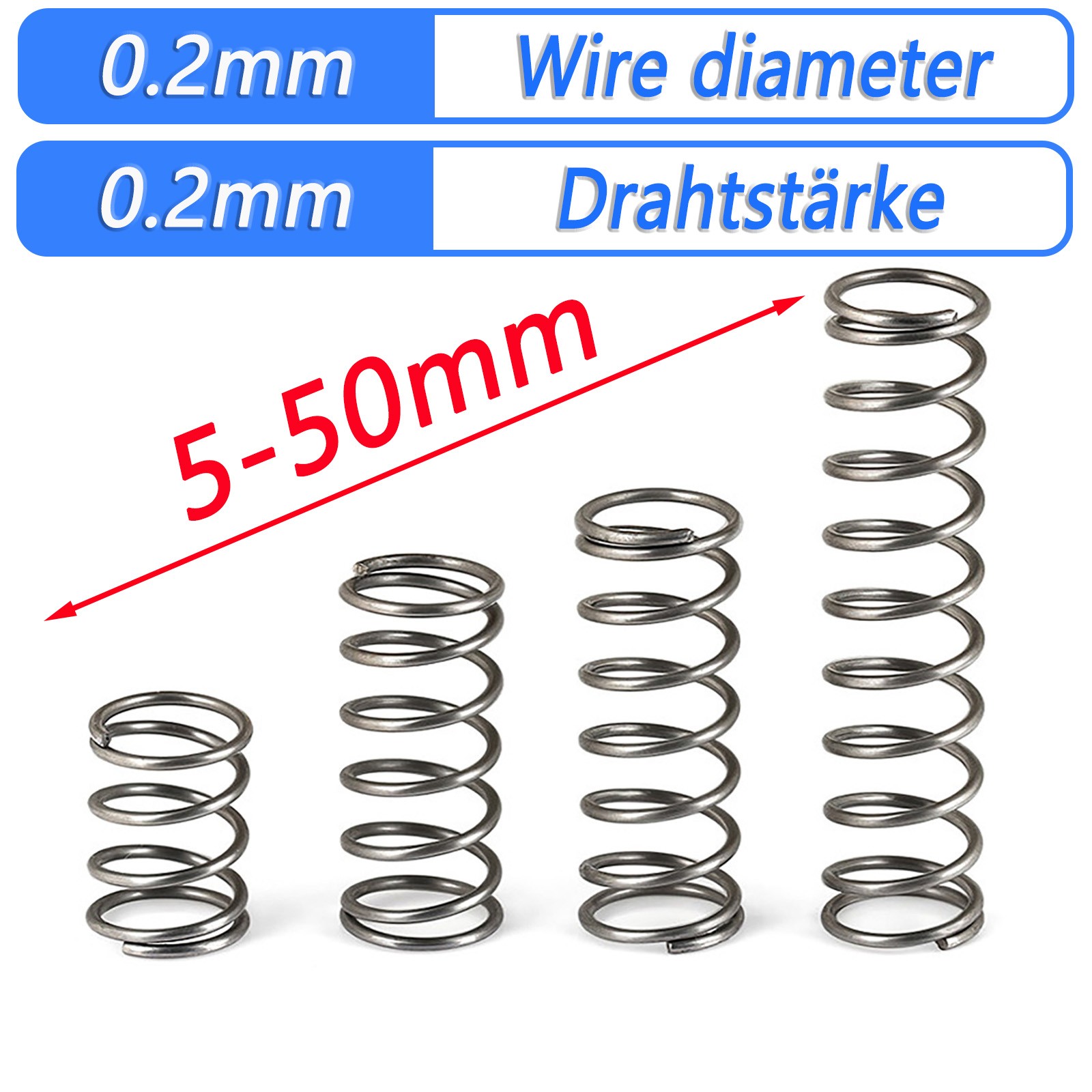 Spring Steel Compression Spring Pressure Coil Spring Wire 0.2mm OD 1.5-3mm Shop