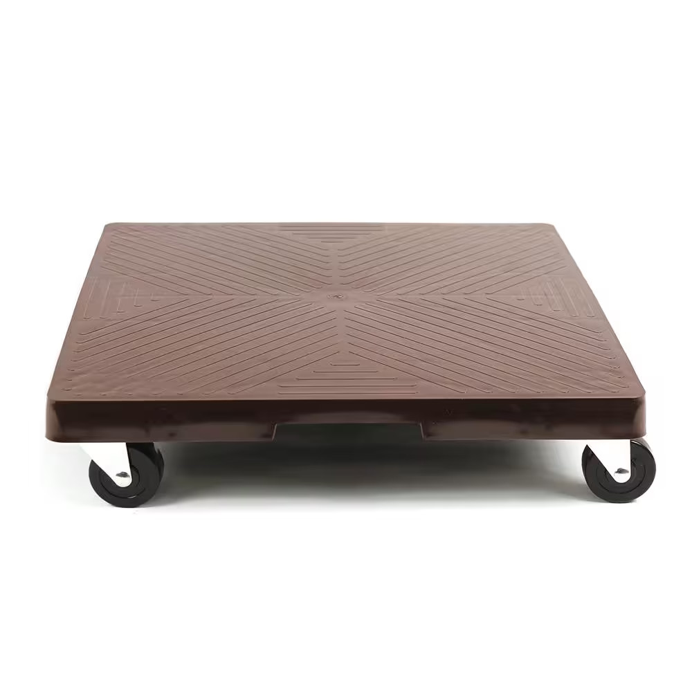 16 In. X 16 In. X 4 In. Espresso HDPE Square Plant Dolly/Caddy