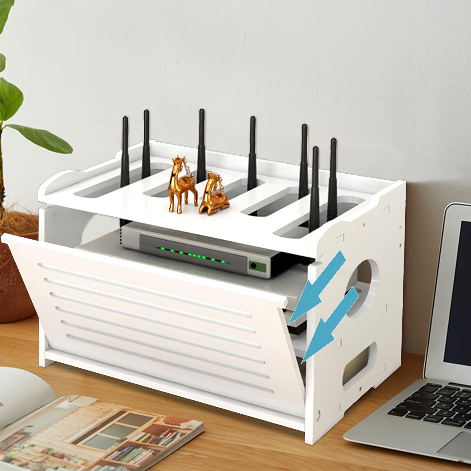 Upgrade Router Shelf Storage, Networking Router Stand, Freestand & Wall Mount...