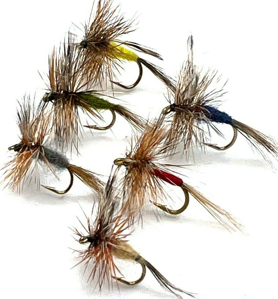 4 6, 8, 12 Trout Grayling Fly Fishing DRY Flies ASSORTED ADAMS BARBED/BARBLESS
