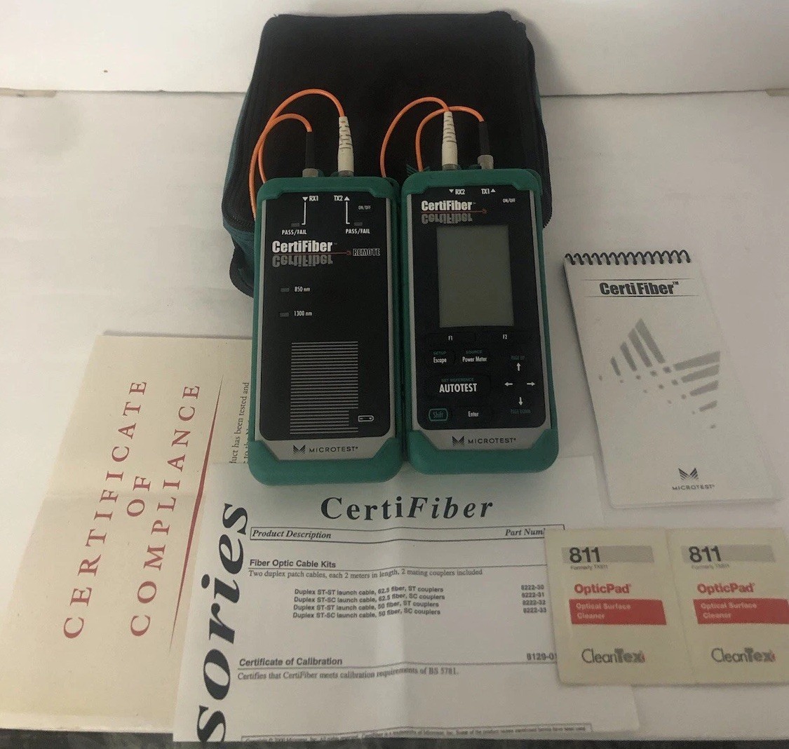 Microtest CertiFiber Optic Advanced certification multimode Fiber Network Excell