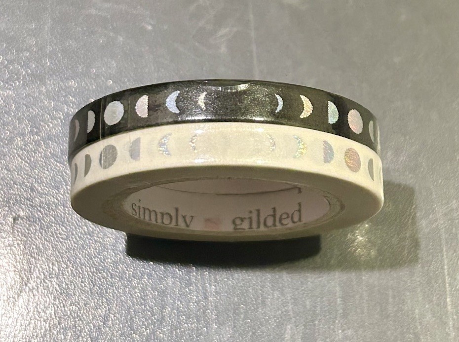 New Simply Gilded Black & White Moon Cycle Holo 5 mm washi tape set of 2 rolls