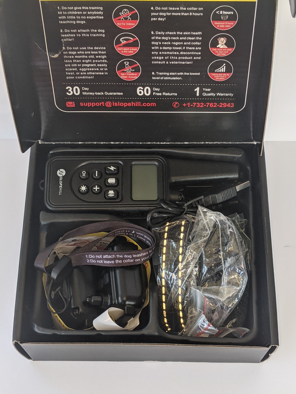 Slopehill Dog Training Collar 4 Modes Waterproof Rechargeable 2 Collars Open Box