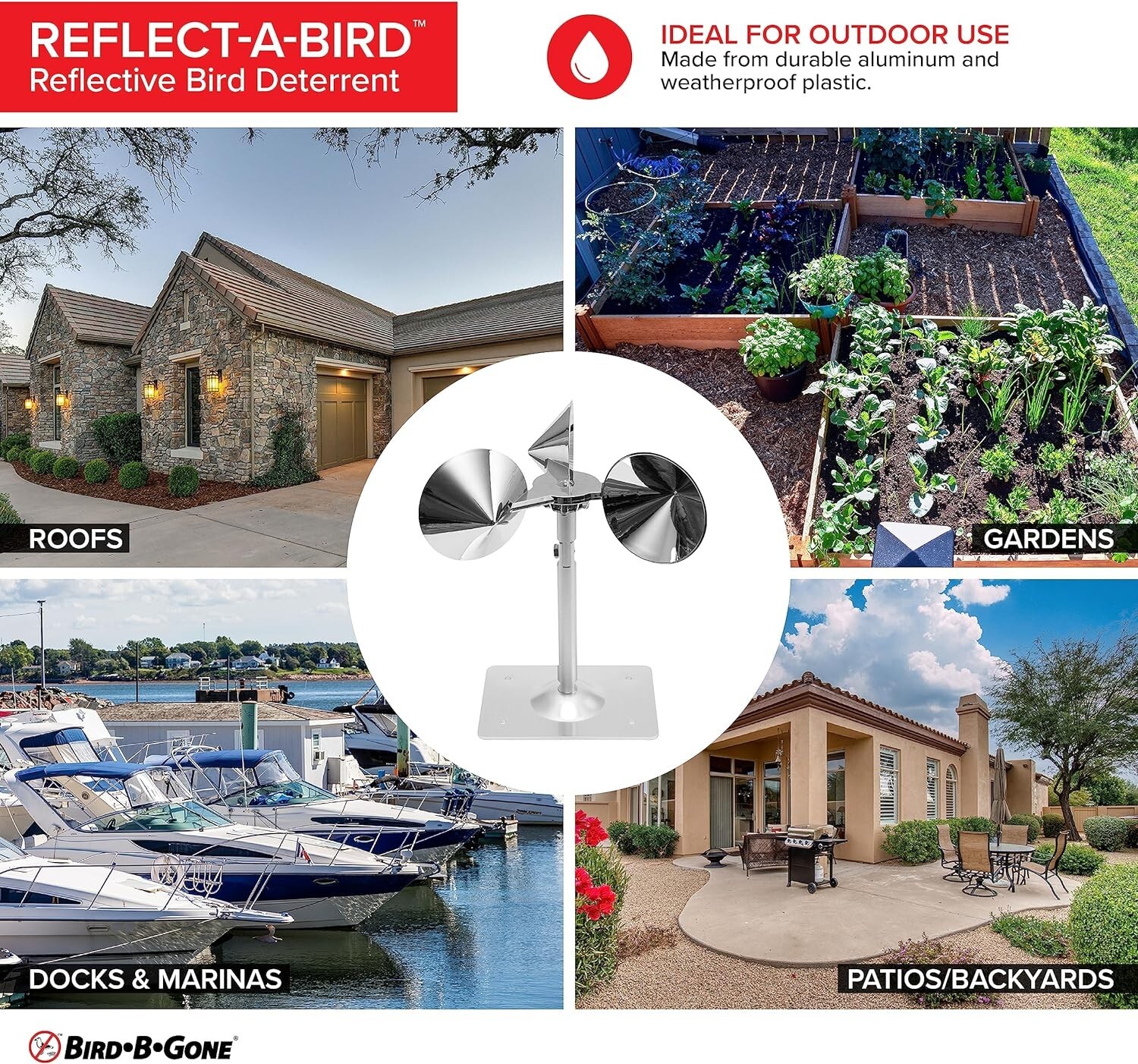 Bird-B-Gone Reflect-A-Bird Visual Bird Deterrent For Assorted Species,new