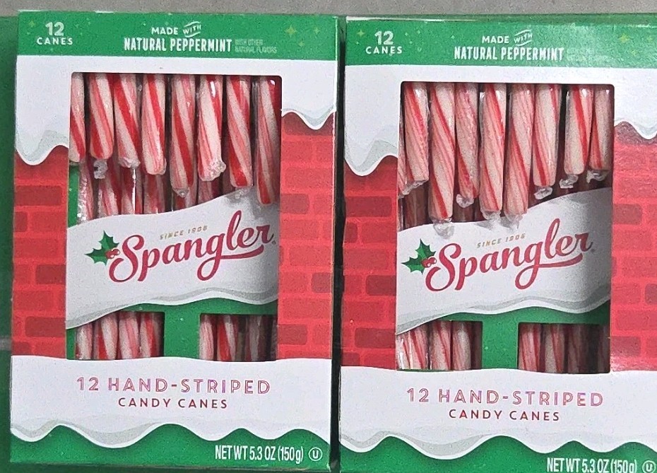 Two 12 Count Packs- 24 Total Spangler Natural Peppermint Candy Canes Fresh