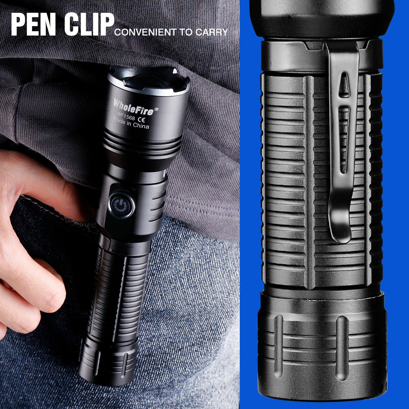 Super Bright 5000000Lumen 2Modes LED Flashlight Rechargeable Tactical Work Light