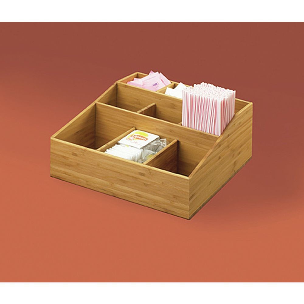Cal-Mil Bamboo Collection 9 Compartment Condiment Holder - 12" L x 12" W x 6" H