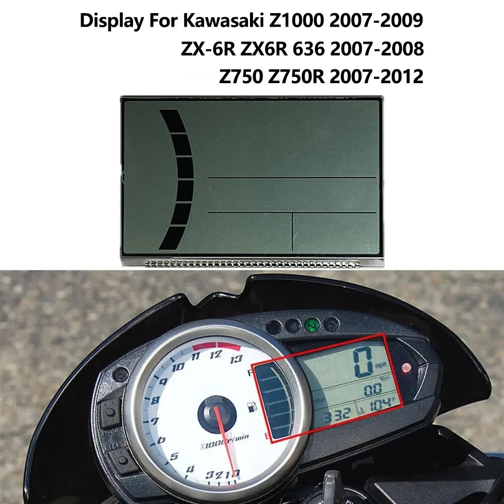 Motorcycle Meter Display LCD Screen For 07-12 Kawasaki Z1000 Z750 Z750R ZX6R 636