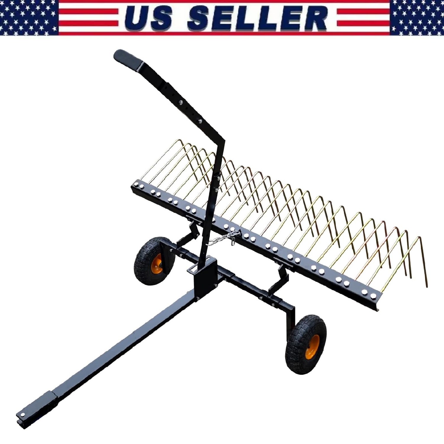 60" ATV UTV Tow Behind Pine Straw Rake ,Lawn Tractor Landscape Rake ,Yard Tools