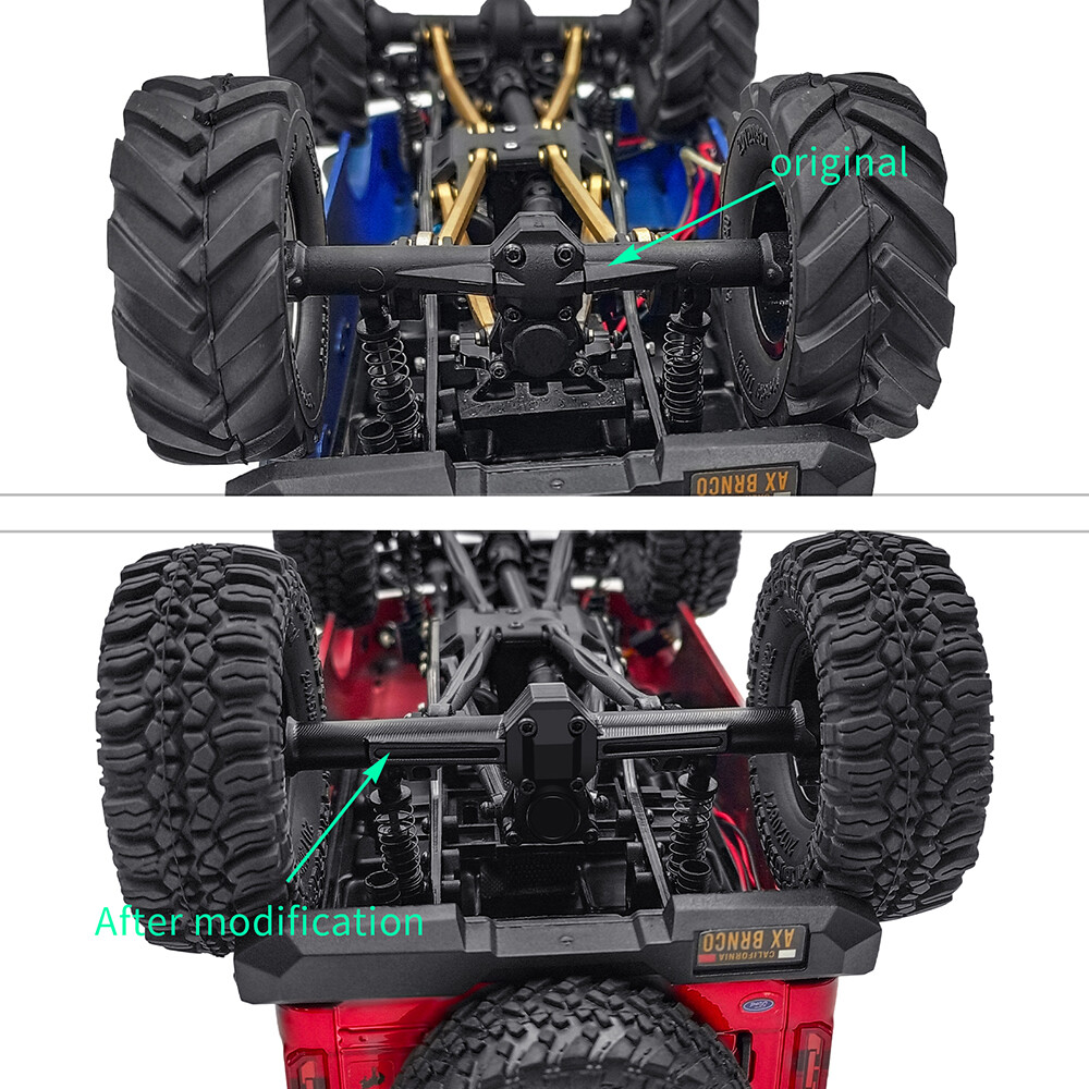 RCBATER Alu +4mm Extended Front & Rear Axles Kit for RC 1/24 Axial SCX24 Crawler