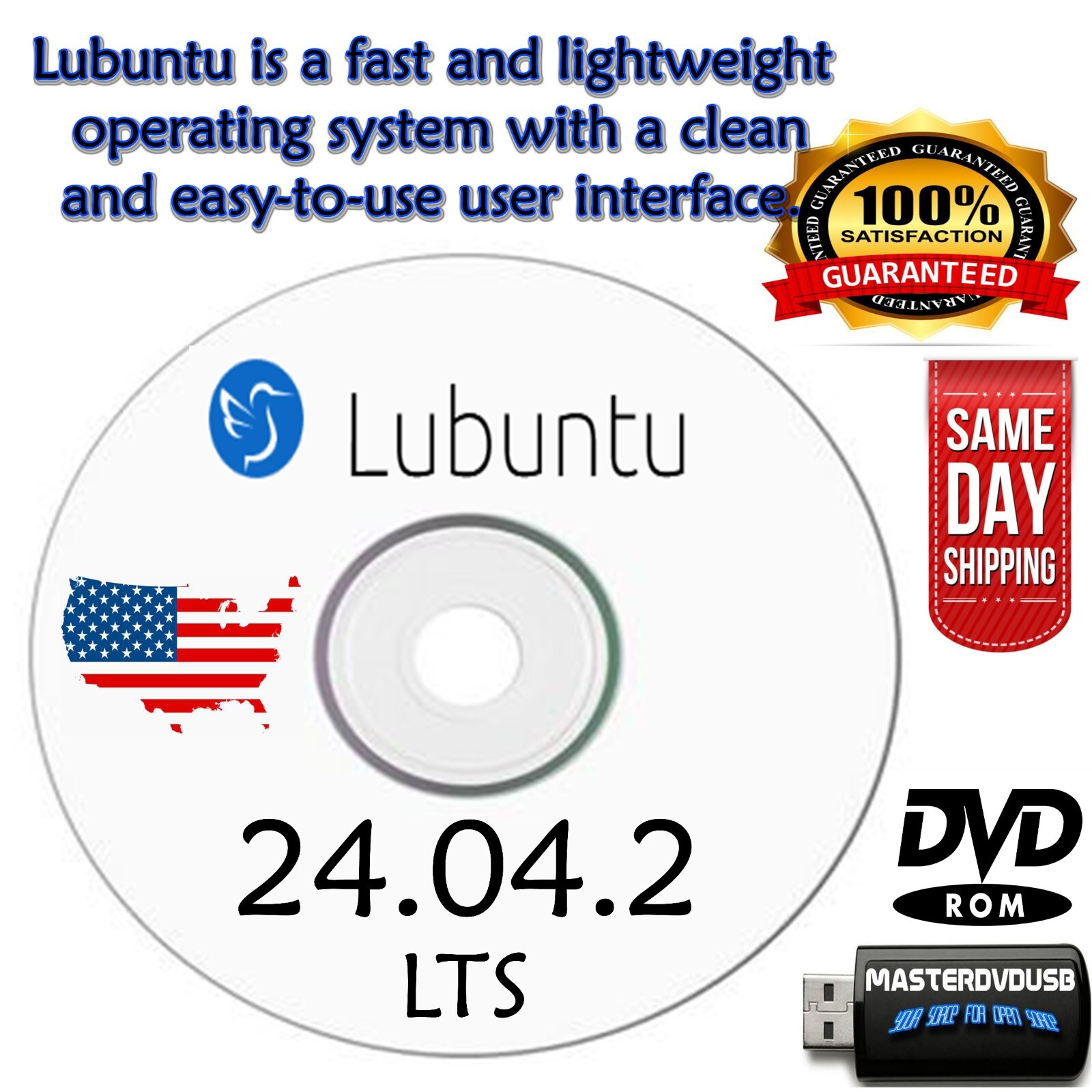 Lubuntu 24.04.2 LTS  Bootable DVD – Lightweight, Reliable & User-Friendly OS