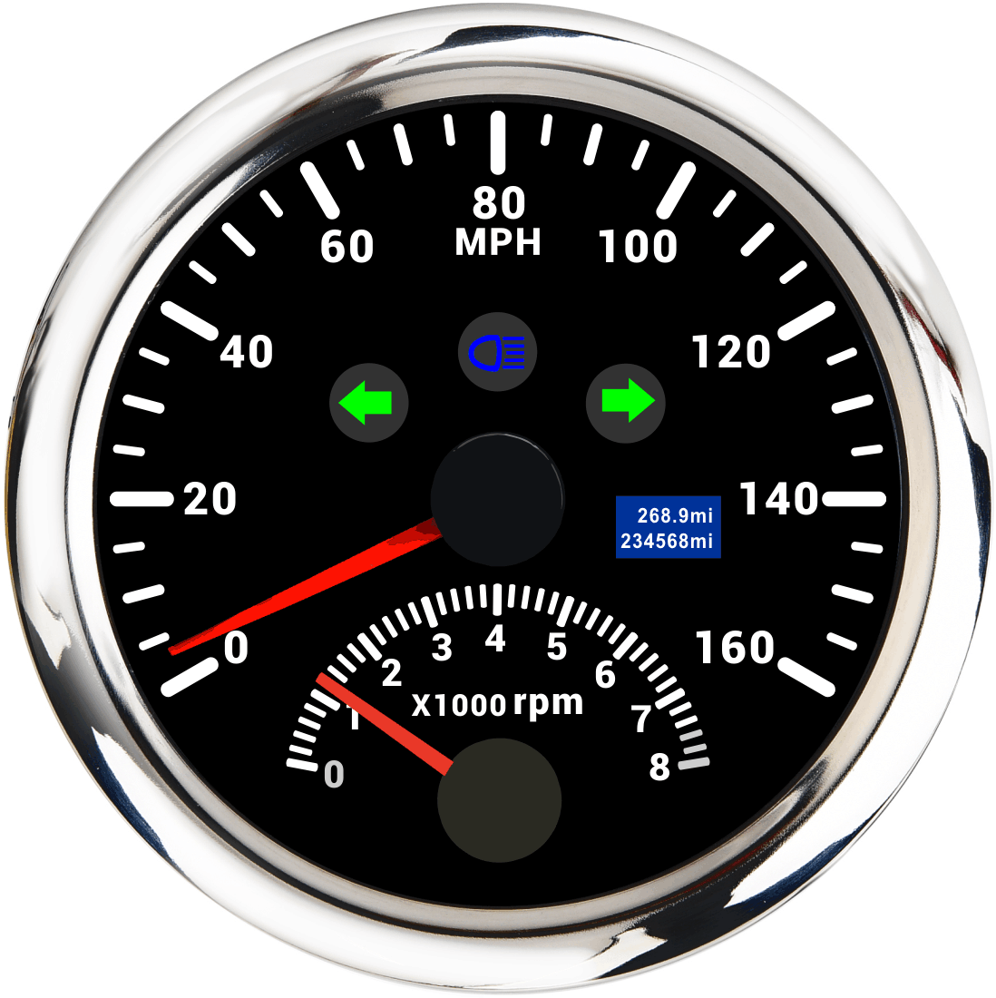 85mm GPS Speedometer 0-160MPH with Tachometer Gauge 0-8000RPM for Car Motorcycle