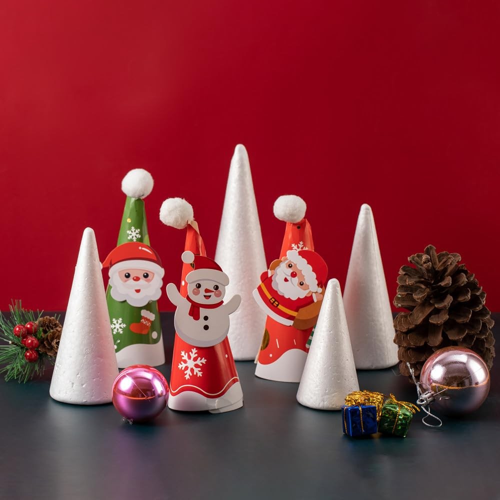 16 Pack Foam Cones for Crafts, Foam Trees Cones, 2.91×7.87 in Cones Shaped Fo...