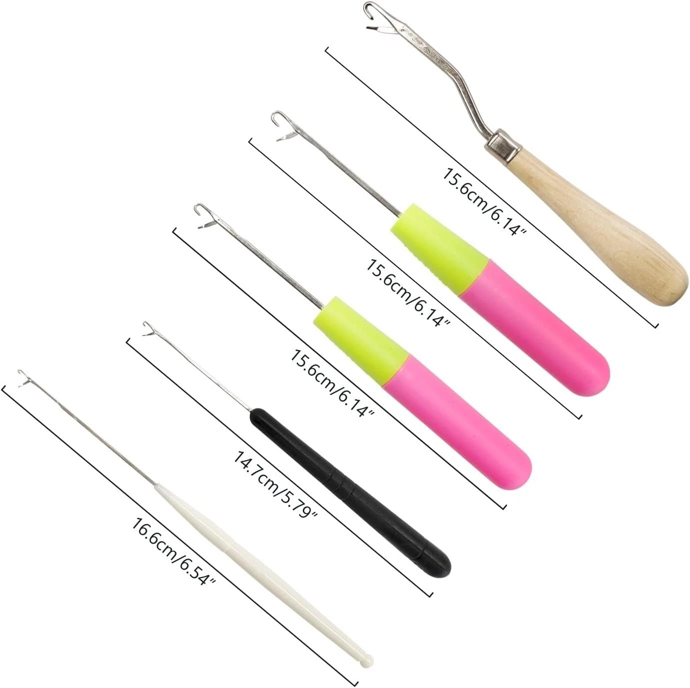 5PCS Latch Hook, Different Sizes Small Crochet Hooks Needle for Hair5PCS Latch H