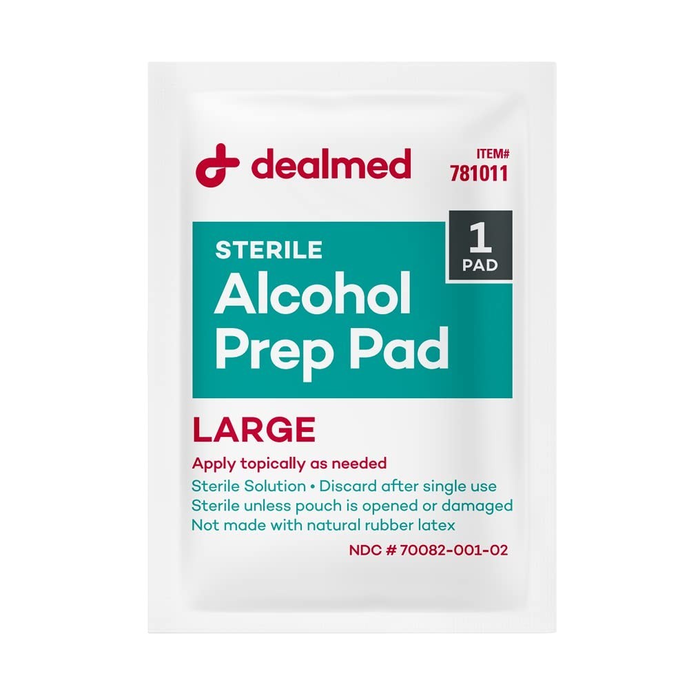 Individually Wrapped Alcohol Prep Pads – Large 100 Count First Aid Essential