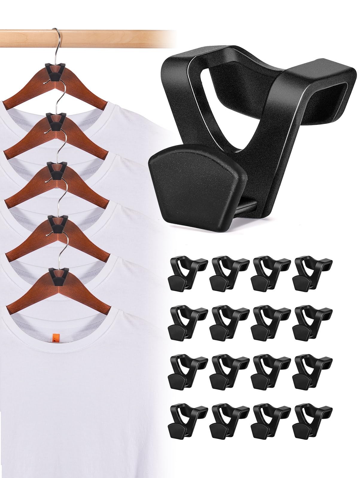 Space Saving Hanger Hooks 60 Pack Black Heavy Duty Closet Organizer Connectors