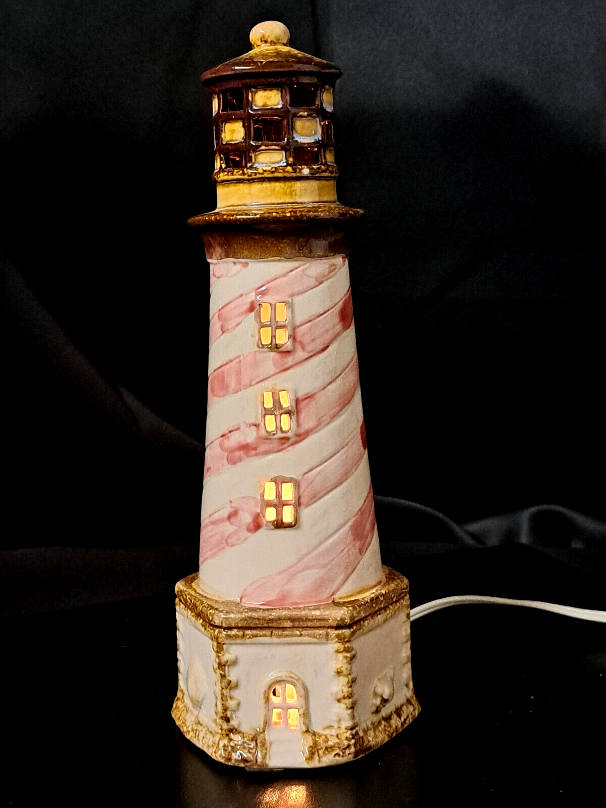 Light House Night Light Nautical Table 10.5"x 5"x4" Plug Cord Switch Ceramic