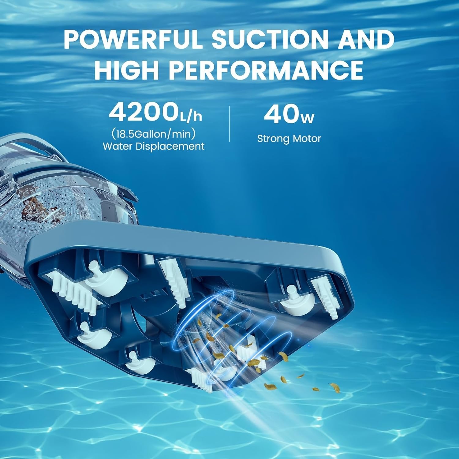 PC10 Pro Rechargeable Cordless Pool Vacuum, 60-Min Runtime, Powerful Suction