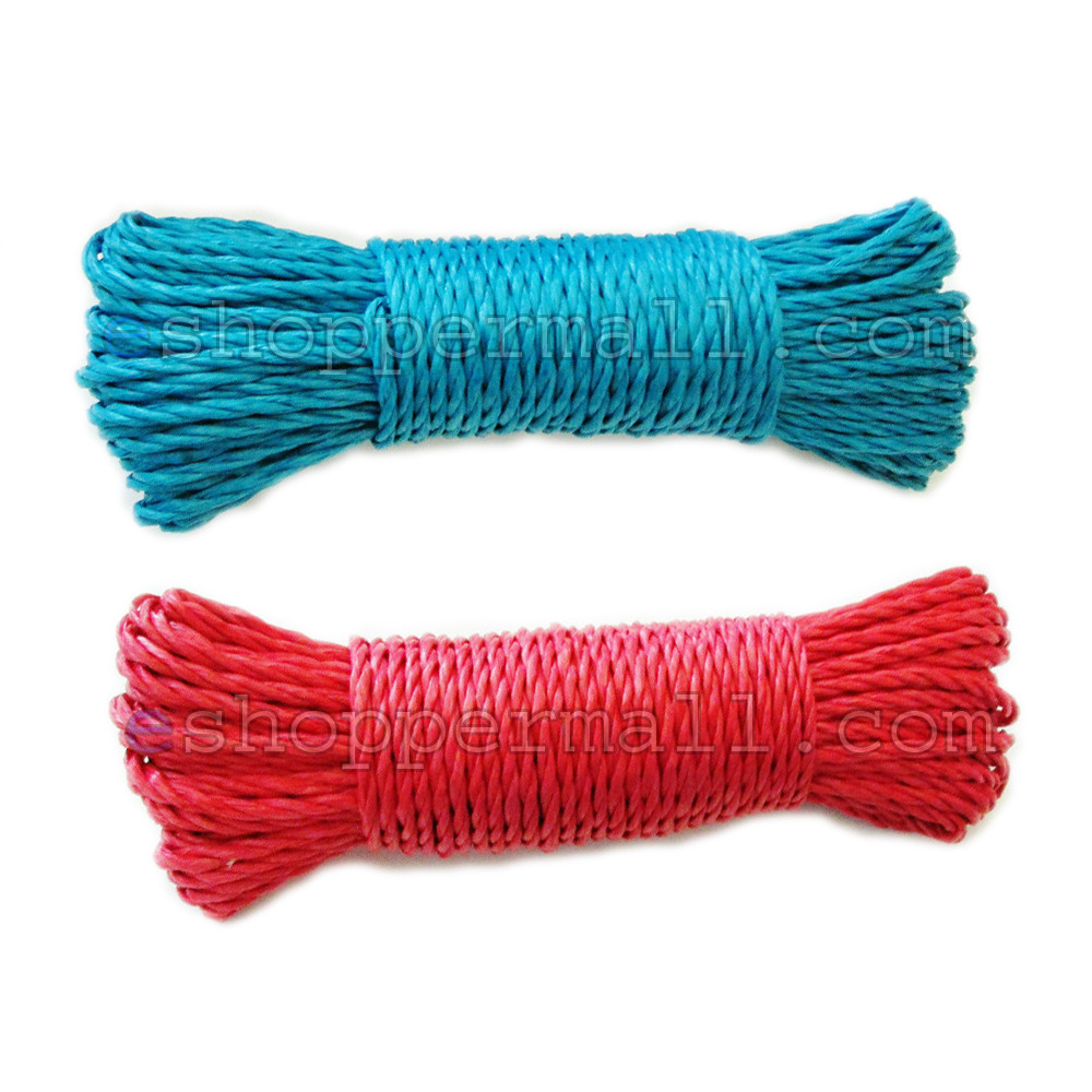 100FT RED or BLUE Plastic Laundry Clothesline Clothes Line Rope String Braided