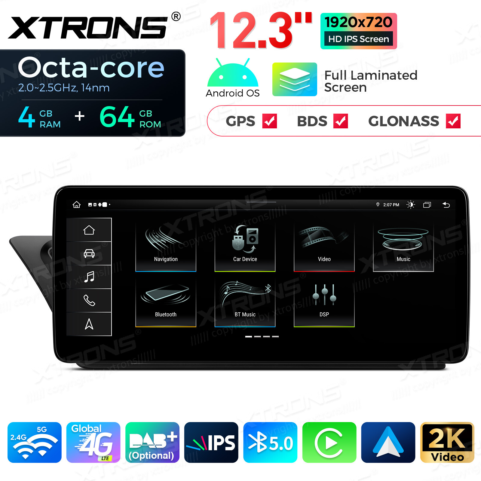 12.3" Screen for Audi A4 A5 Car Stereo Navigation GPS Octa Core Bluetooth 4G 64G