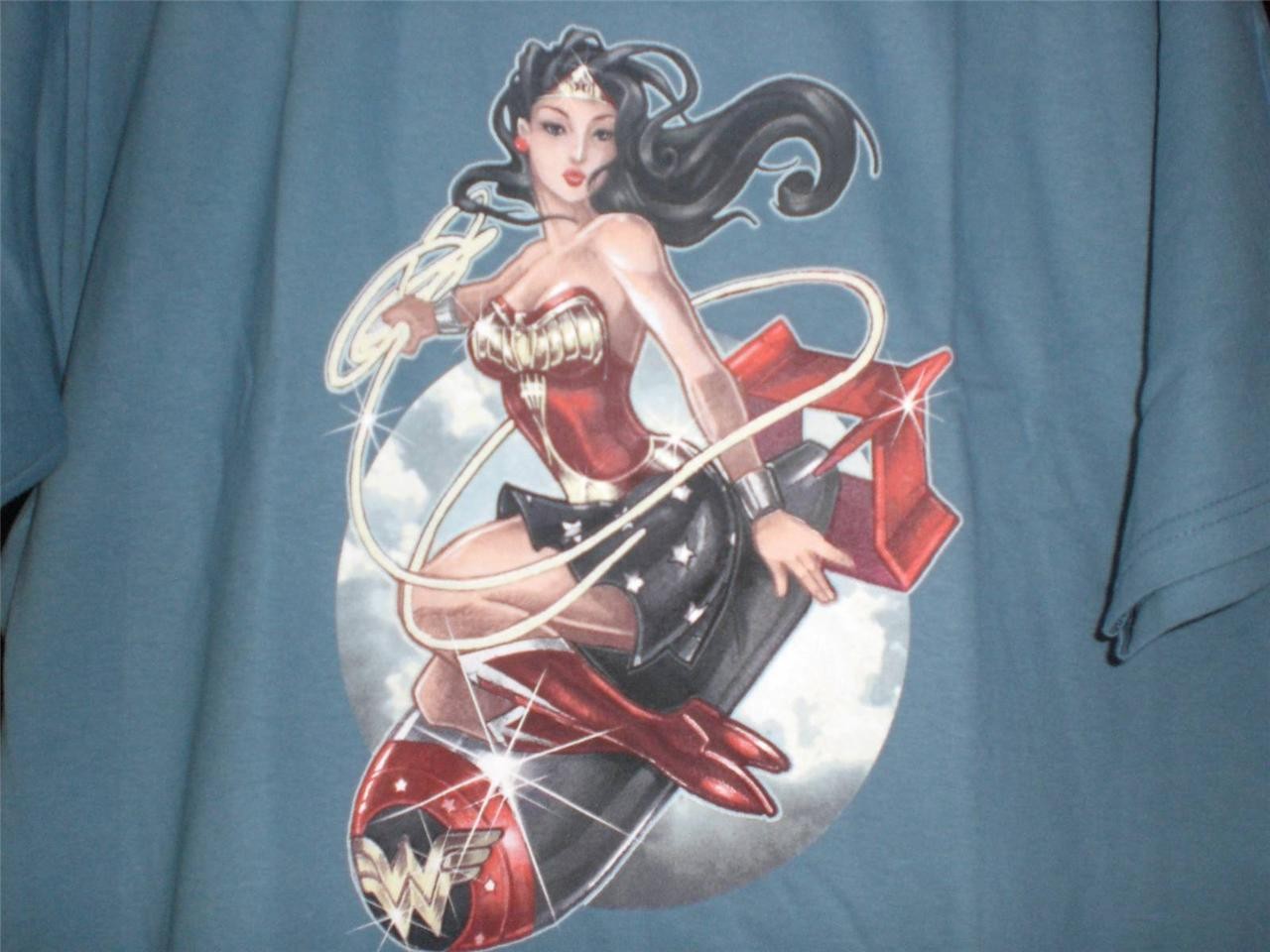TeeFury Wonder LARGE "Wonder Bomb" Wonder Woman Tribute Shirt SLATE