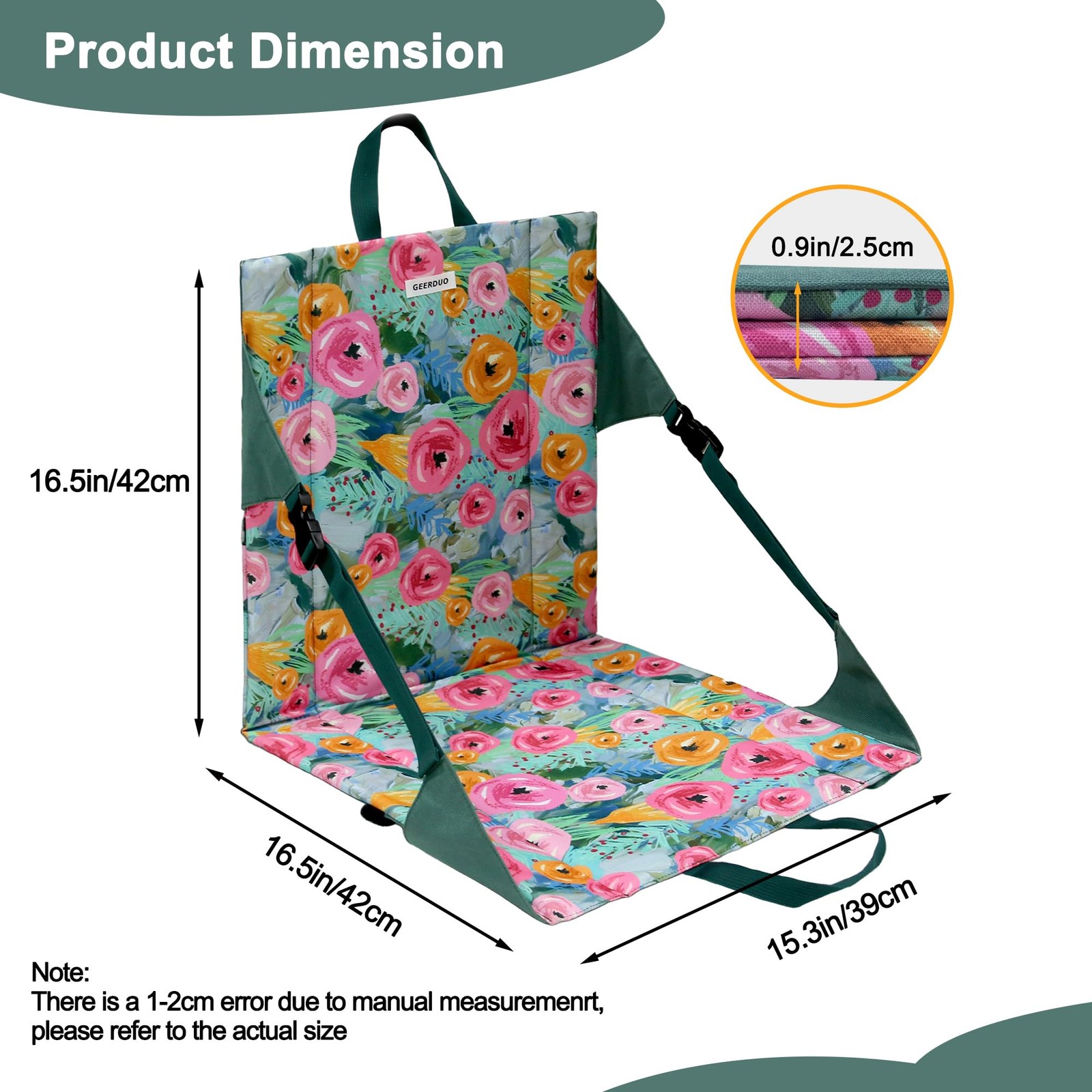 Ultra-Light Portable Stadium Seat Cushion with Backrest Foldable Camping Chai...