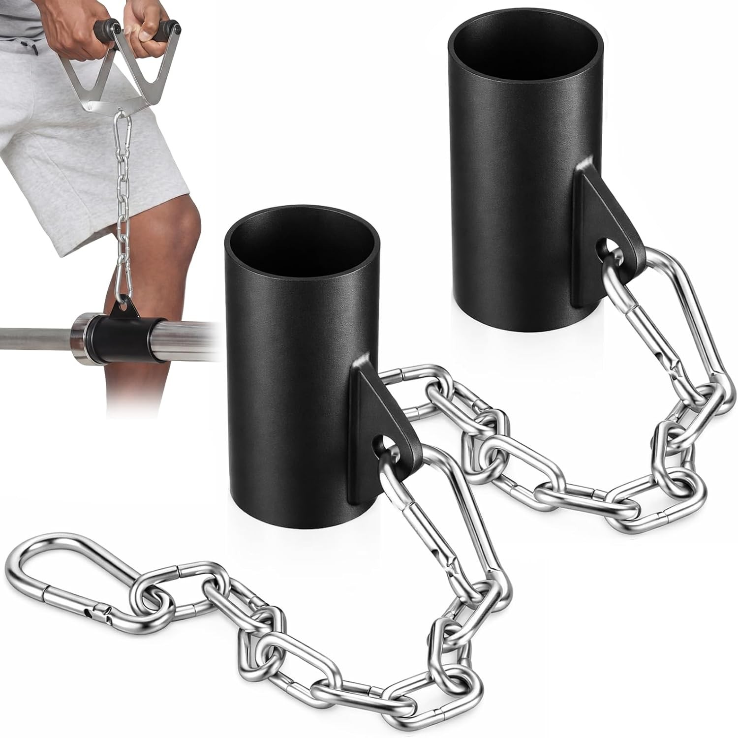 2 Pcs T Bar Row Attachments Solid Steel Landmine Handle Attachment T Bar Row