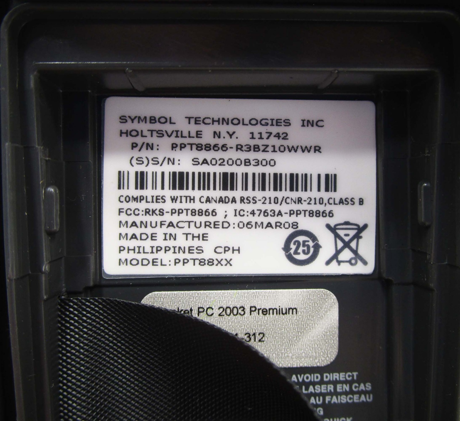 SYMBOL PPT8866 Barcode Scanner Mobile Computer Set with Trigger Handle