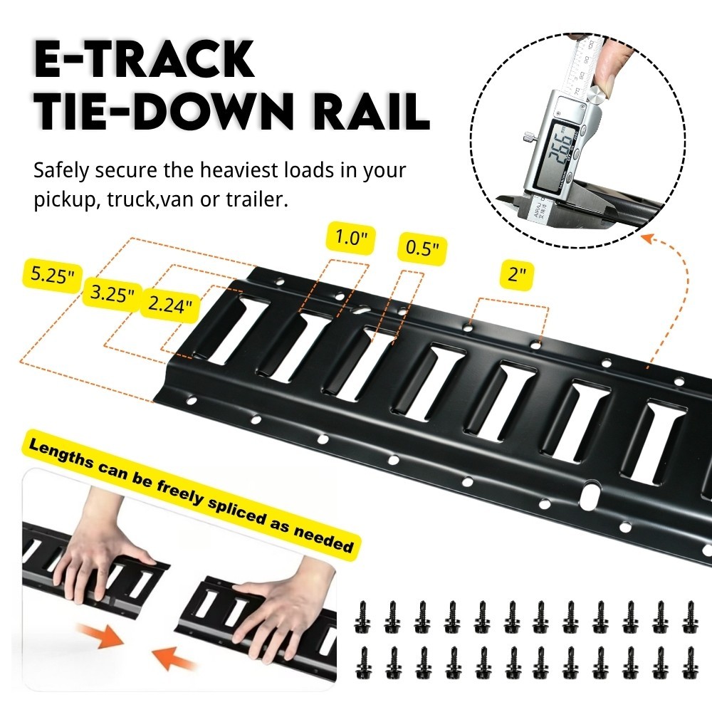 12PK 2' E Track Tie Down Rail Kit for Garages Vans Trailers Motorcycle Tie Downs
