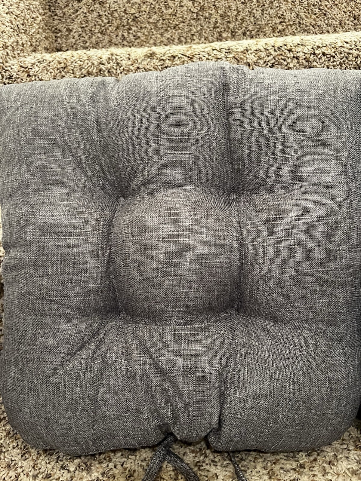 2 NWOT grey tufted cushions
