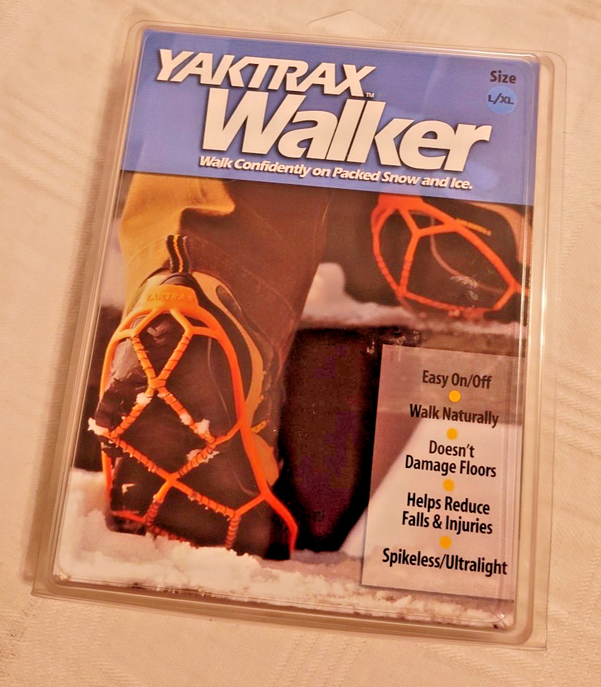 Yaktrax Walker Light Duty Traction Device L /XL Black, Spikeless