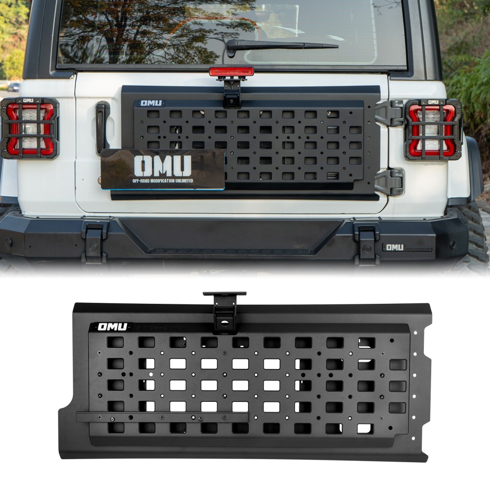 Multi-Function Aluminum Tailgate Expansion MOLLE Panel For 2018+Jeep Wrangler JL