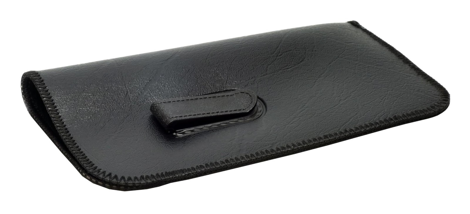 Calabria XXL Soft Slim Slip-in Eyeglass Case Black Faux Leather Plastic Belt Poc