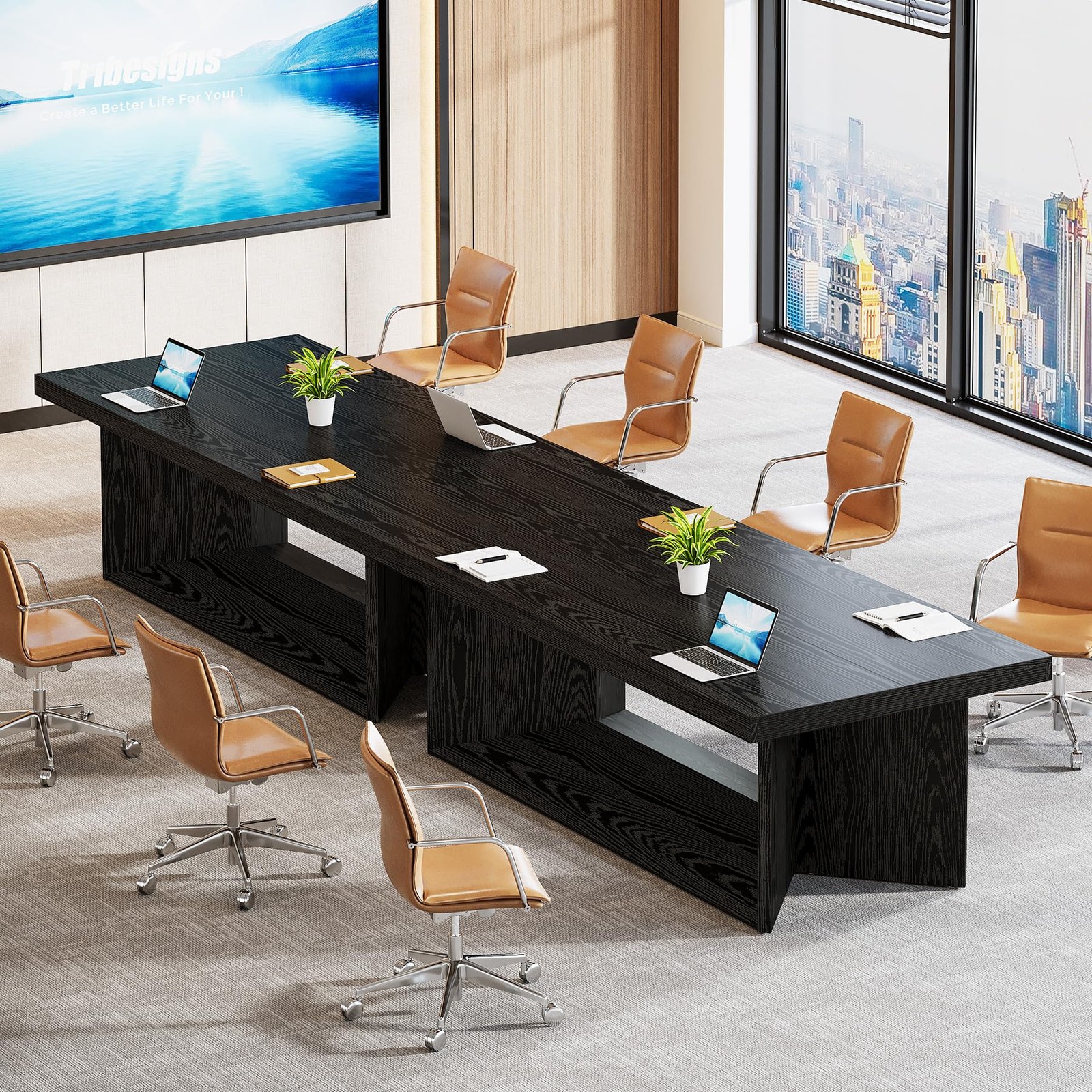 63英寸大号行政重型Pedestal Writing Desk 家庭办公 黑色