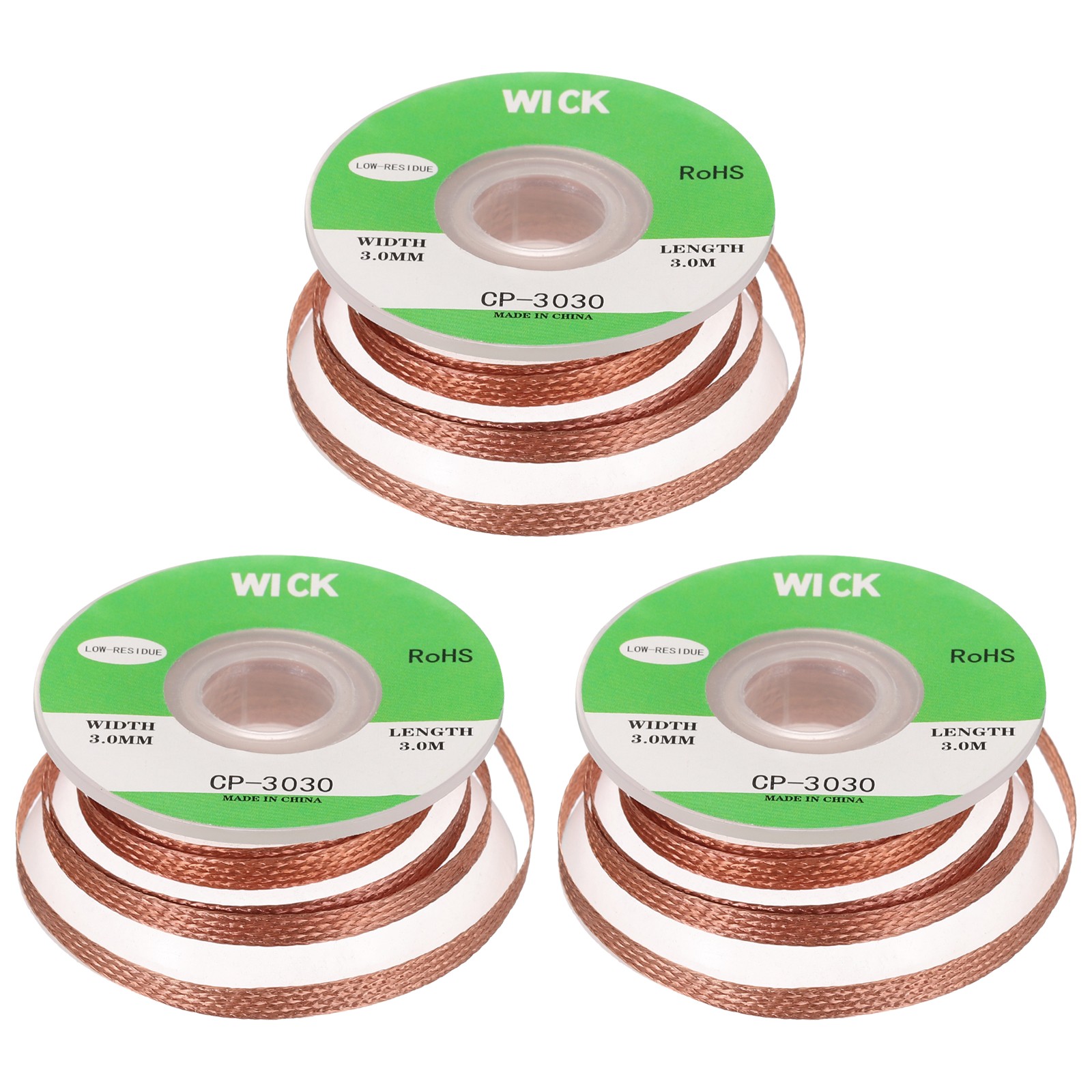 Solder Wick Braid No-Clean Desoldering Braid 0.12 Inch x 10 Feet, 3 Pack