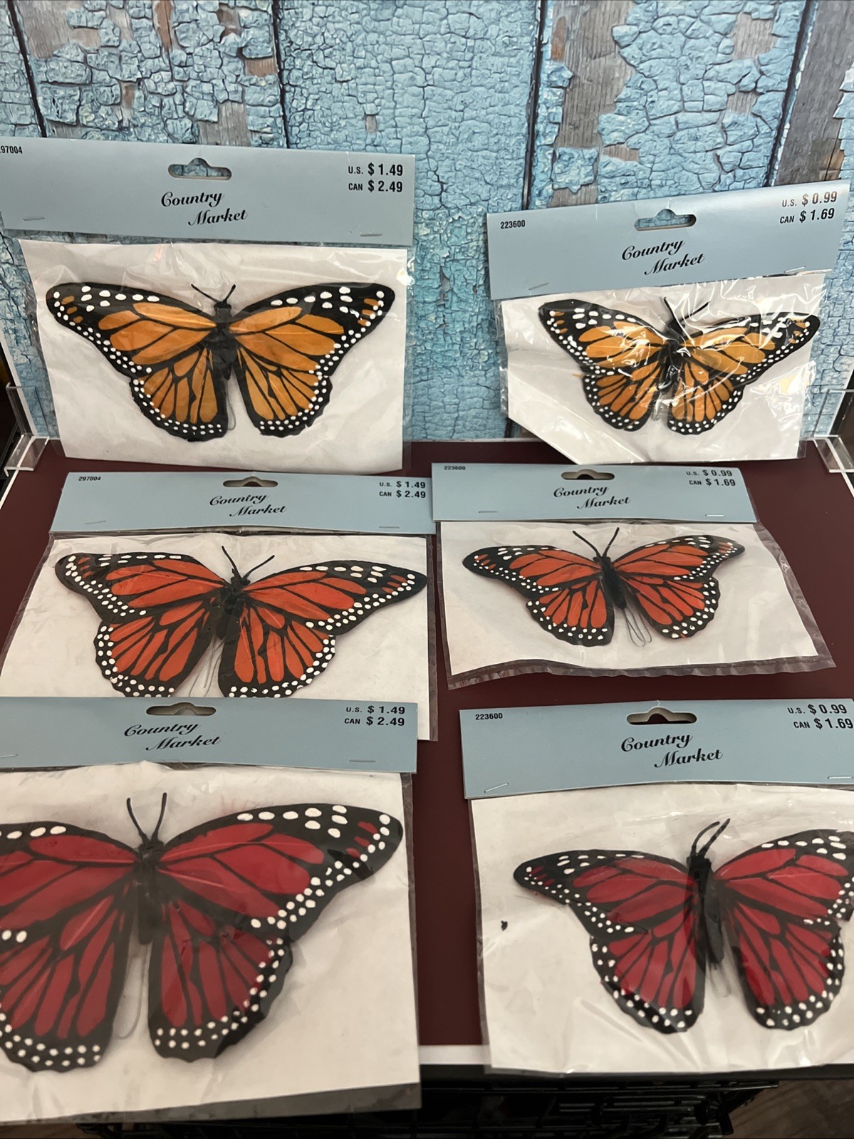 Crafting Lot 6 Country Market BUTTERFLIES Orange Red Monarch Design Crafts DIY