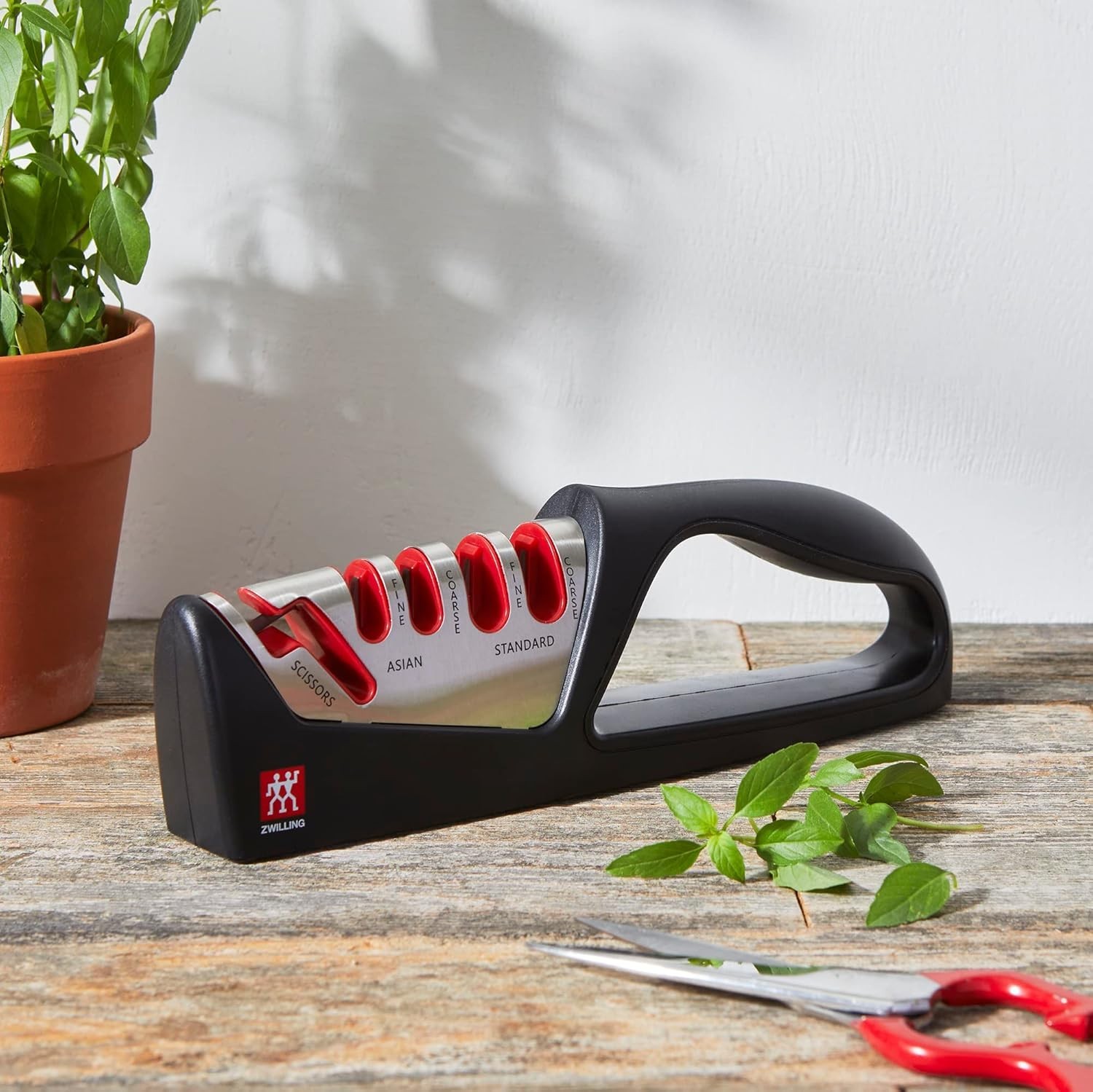 Razor-Sharp 4-Stage Pull-Through Knife & Scissors Sharpener - Safe & Compact