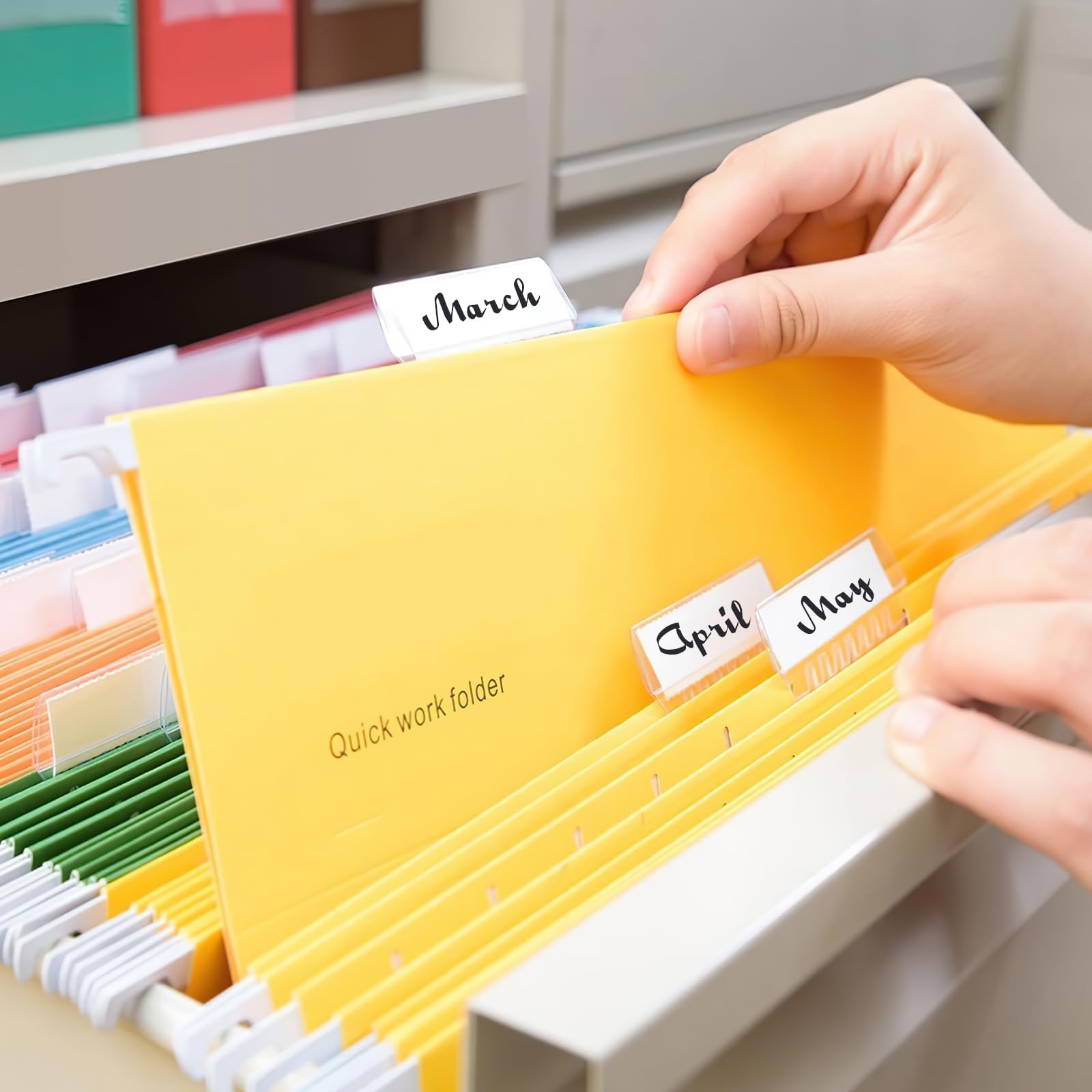 200 Pcs File Folder Tabs and 200 2 Inch Hanging Inserts Transparent
