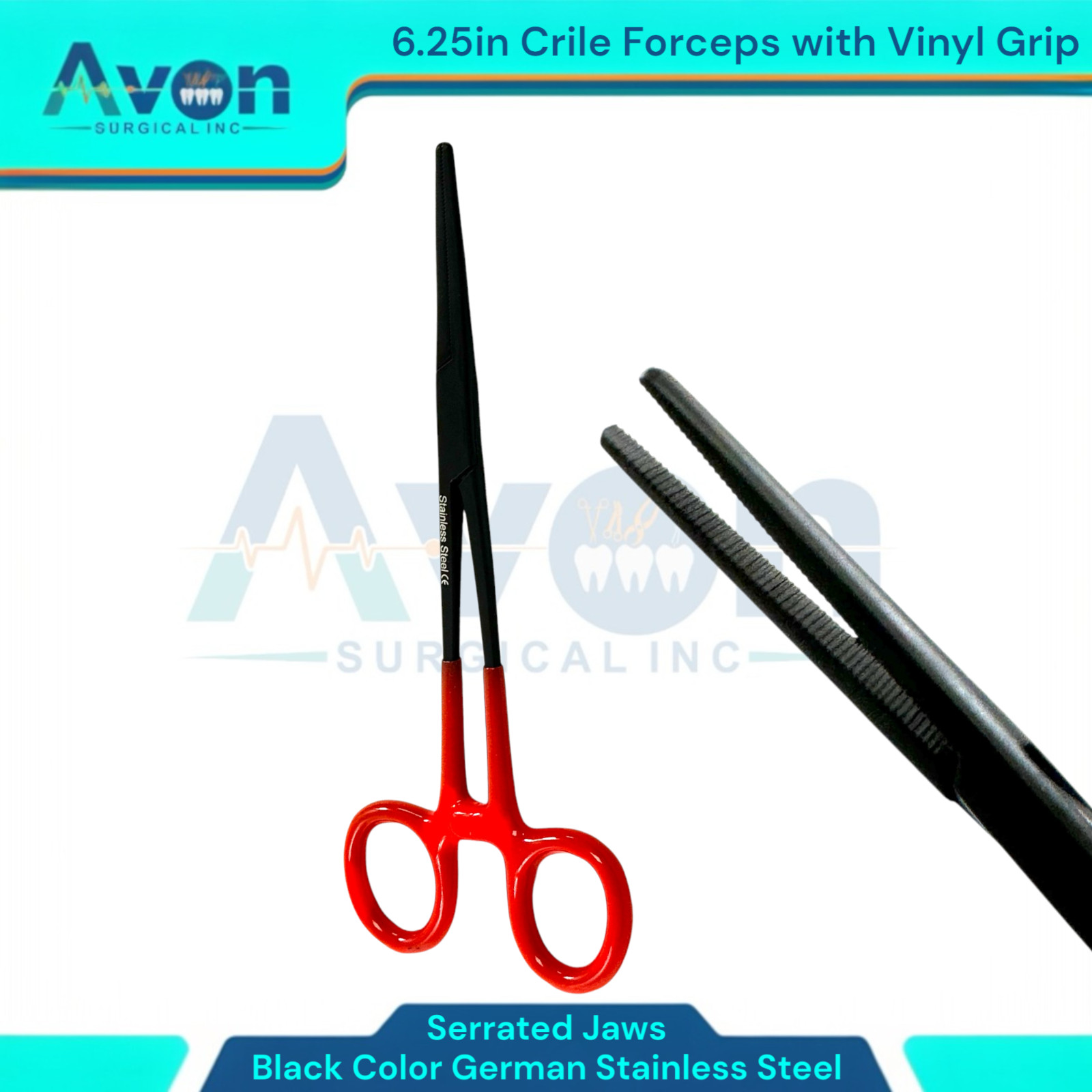 Multi-Purpose Hemostat Crile Forceps 6.25", Vinyl Grip - Fishing, Crafts, Lab 1x