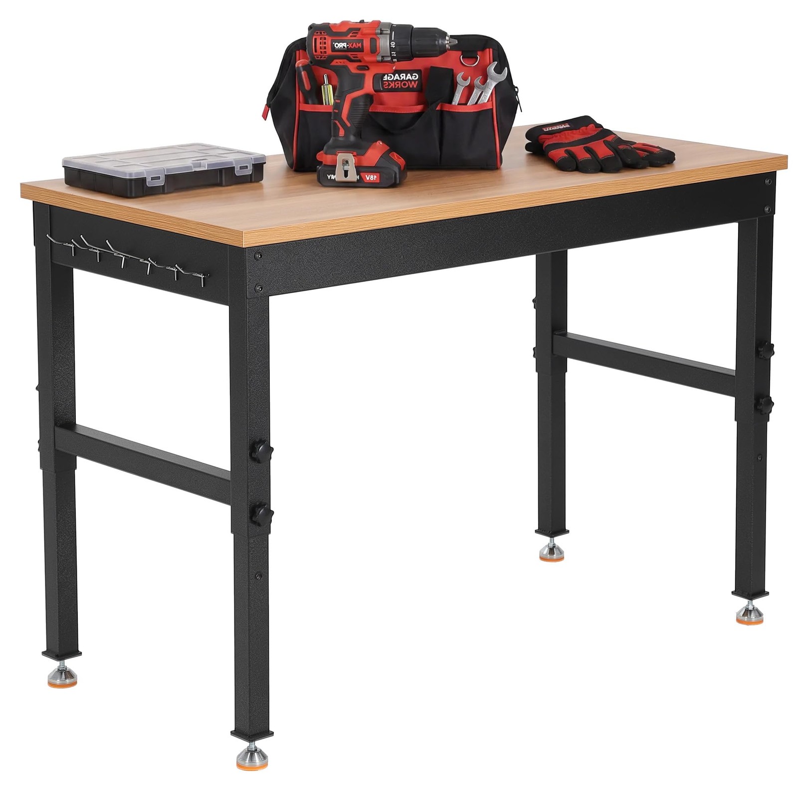 48" Adjustable Workbench 2200LBS Heavy Duty Work Table Garage with Power Outlets