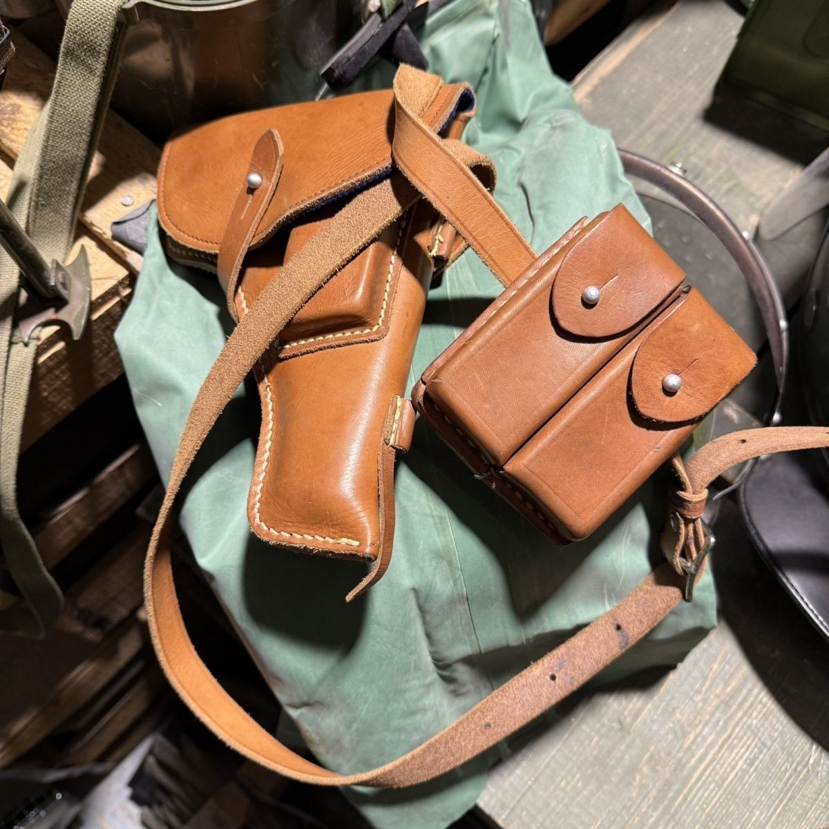 54 Leather Holster Set 3-in-1 Genuine Cowhide Military Holster Unused