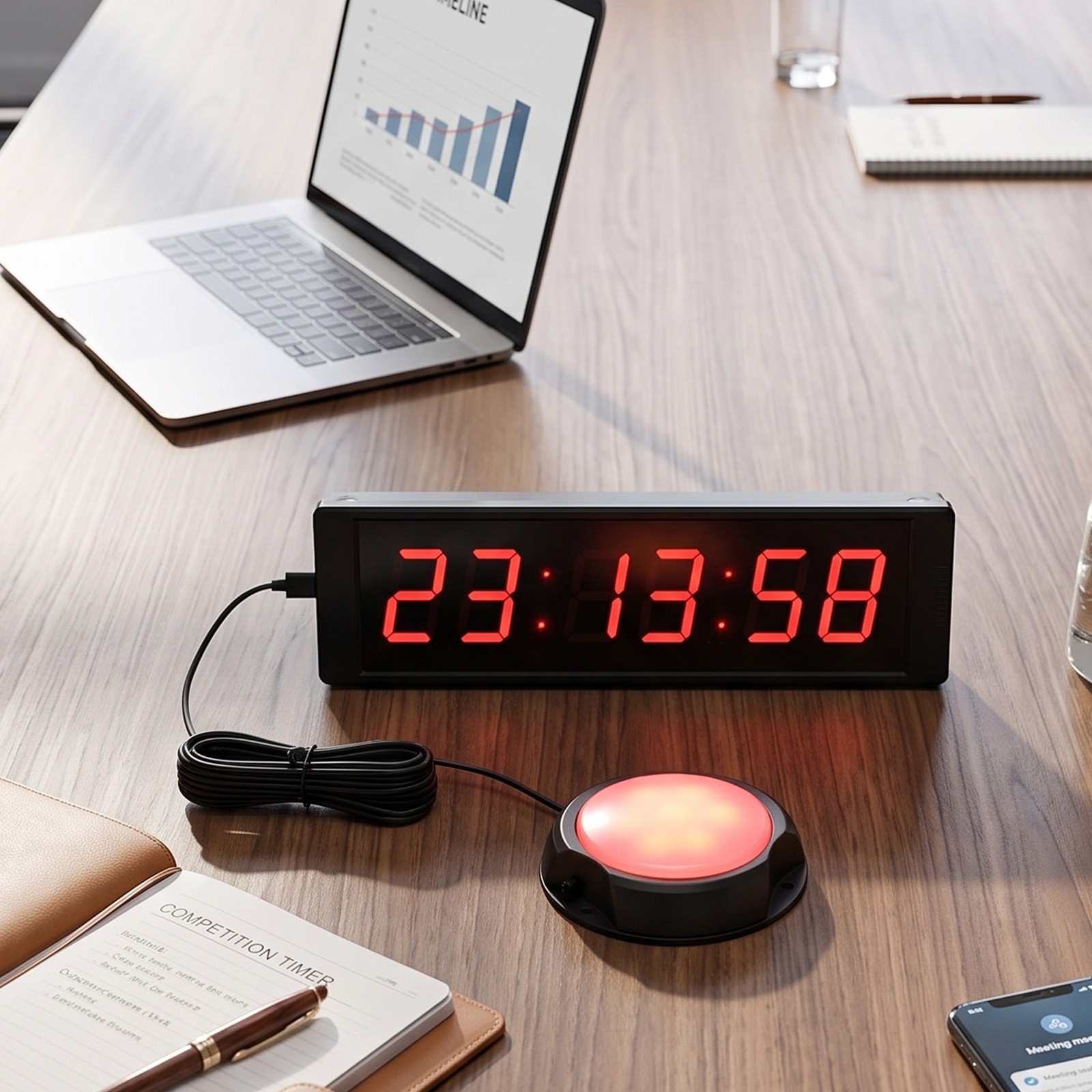 Large LED Timer With Remote Control Red Countdown Clock Stopwatch Interval Timer