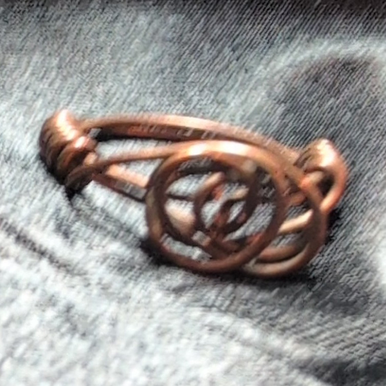 Handcrafted Copper Wire Wrapped Asymmetrical Bohemian Ring Brown Size 4 #307