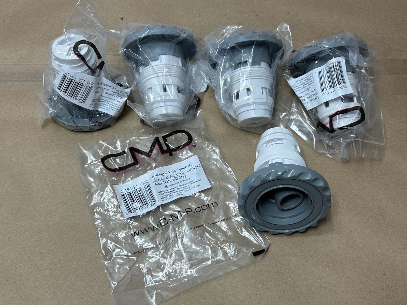 5x Pack Lot SpaMaster 25591-211-000 3.5" Gunite Scalloped Jet Gray Adjustable